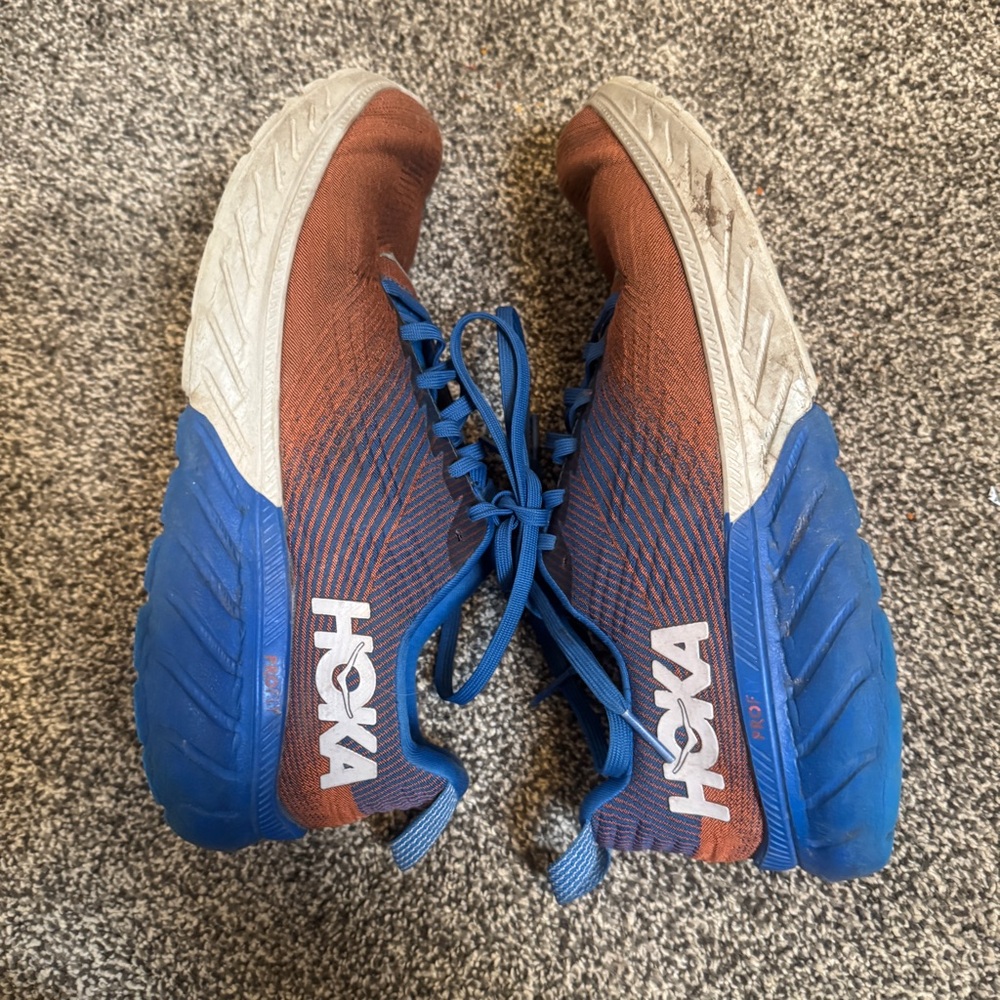 Hoka One One Mach 3 Running Shoes Men Sz 9 Red Blue Lace Up Cushioned Casual - Picture 5 of 7